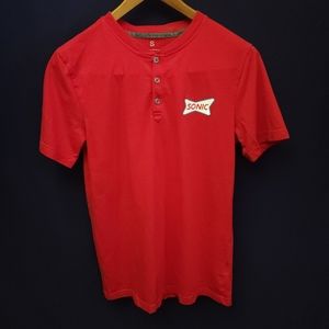 Red Sonic short sleeve henley
